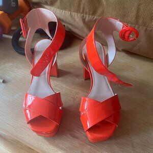 Stuart Weitzman Orange Patent Heels